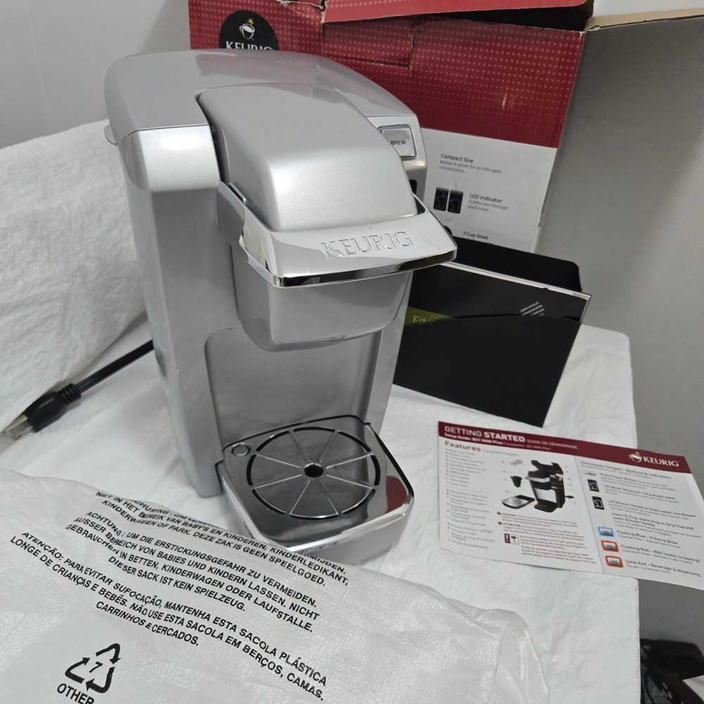 Keurig Mini Plus B31 Single Cup Coffee Maker Silver Gourmet Brewing System